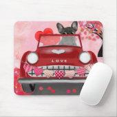 Französischer Bulldog Car mit Herz Valentins Mousepad (Mit Mouse)