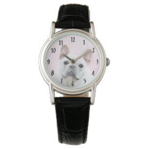 Französischer Bulldog (Cream/White) Malerei - Hund Armbanduhr