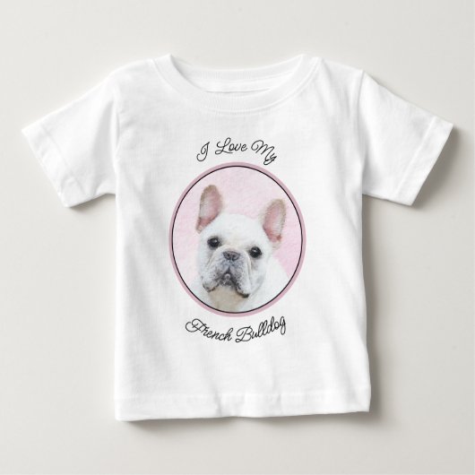 Französischer Bulldog (Cream/White) Malerei - Hund Baby T-shirt (Vorderseite)