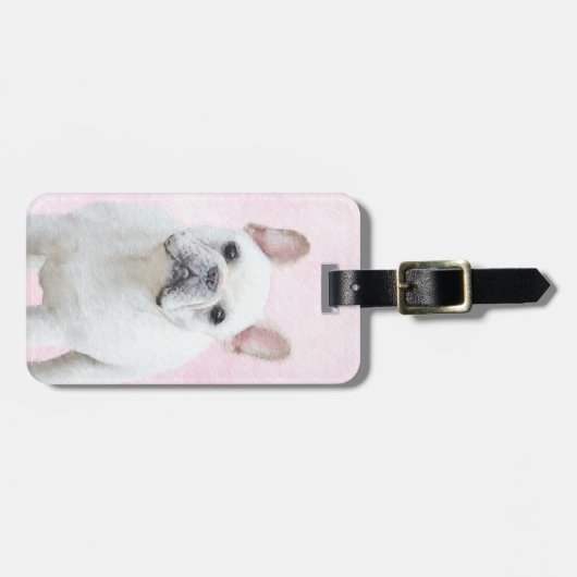 Französischer Bulldog (Cream/White) Malerei - Hund Gepäckanhänger (Vorderseite horizontal)