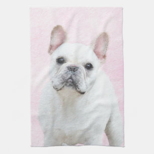 Französischer Bulldog (Cream/White) Malerei - Hund Handtuch