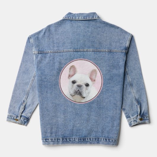 Französischer Bulldog (Cream/White) Malerei - Hund Jeansjacke (Rückseite)