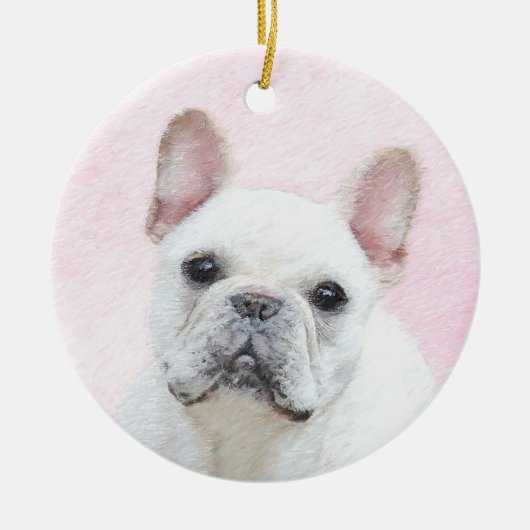 Französischer Bulldog (Cream/White) Malerei - Hund Keramik Ornament (Vorne)