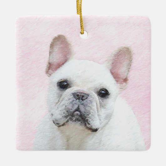 Französischer Bulldog (Cream/White) Malerei - Hund Keramikornament (Vorderseite)