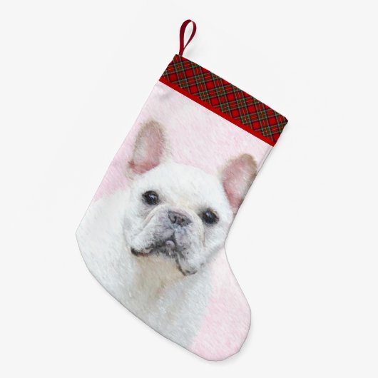 Französischer Bulldog (Cream/White) Malerei - Hund Kleiner Weihnachtsstrumpf (Vorderansicht (hängend))