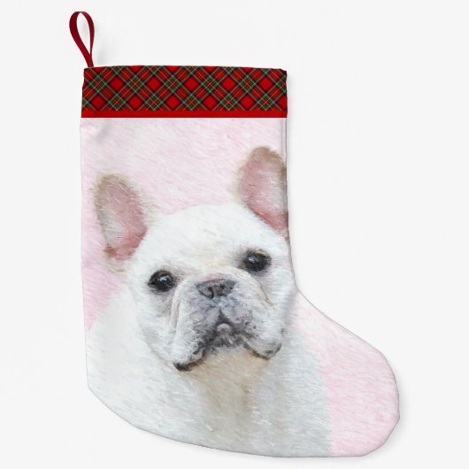 Französischer Bulldog (Cream/White) Malerei - Hund Kleiner Weihnachtsstrumpf (Vorderseite)