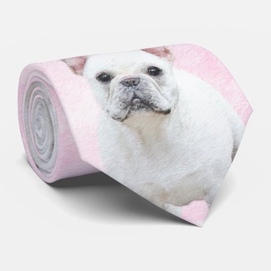 Französischer Bulldog (Cream/White) Malerei - Hund Krawatte (Gerollt)