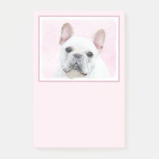 Französischer Bulldog (Cream/White) Malerei - Hund Post-it Klebezettel (Vorderseite)