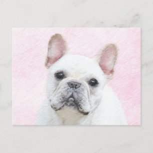 Französischer Bulldog (Cream/White) Malerei - Hund Postkarte