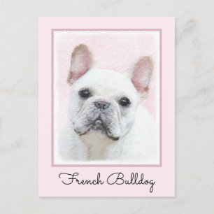 Französischer Bulldog (Cream/White) Malerei - Hund Postkarte