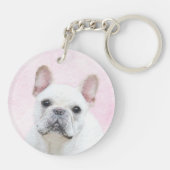Französischer Bulldog (Cream/White) Malerei - Hund Schlüsselanhänger (Rückseite)