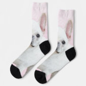 Französischer Bulldog (Cream/White) Malerei - Hund Socken (Linkes Detail)