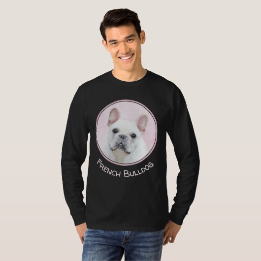 Französischer Bulldog (Cream/White) Malerei - Hund T-Shirt (Vorne ganz)