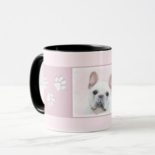 Französischer Bulldog (Cream/White) Malerei - Hund Tasse (Vorderseite Links)