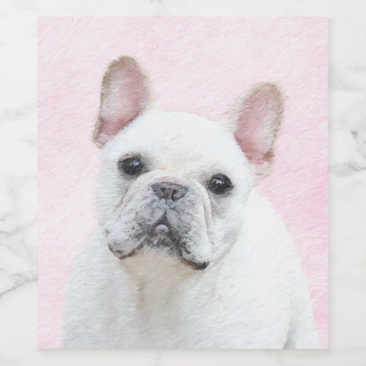 Französischer Bulldog (Cream/White) Malerei - Hund Weinetikett (Einzelnes Label)