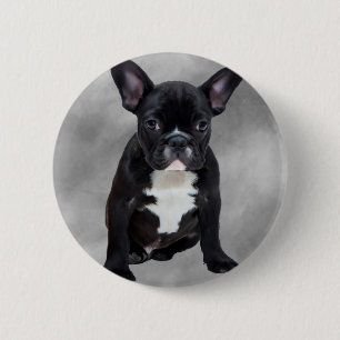 Französischer Bulldog, der Aquarellfarben-Ölgemäld Button
