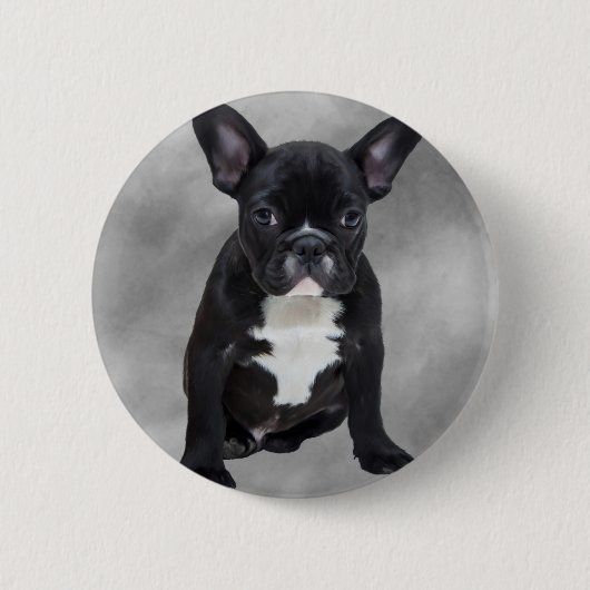 Französischer Bulldog, der Aquarellfarben-Ölgemäld Button (Vorderseite)