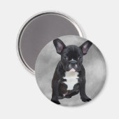 Französischer Bulldog, der Aquarellfarben-Ölgemäld Magnet (Vorderseite/Rückseite)