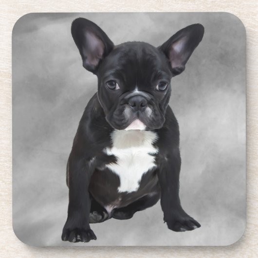 Französischer Bulldog, der Aquarellfarben-Ölgemäld Untersetzer (Vorderseite)