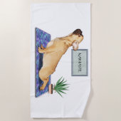 Französischer Bulldog, der Hunde-Yoga-Pose nach ob Strandtuch (Vorderseite)