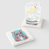 Französischer Bulldog Dog Steinuntersetzer (Seitenansicht)