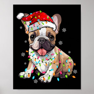 Französischer Bulldog Dog Tree Weihnachtslicht Wei Poster