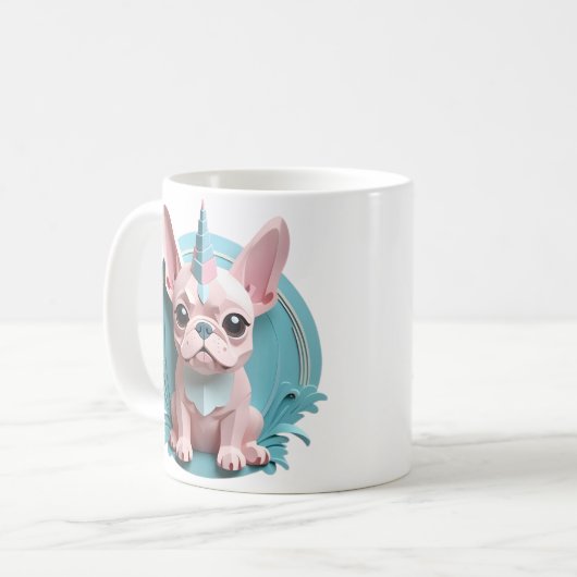 Französischer Bulldog Einhorn Pastel Papier schnei Kaffeetasse (Vorderseite Links)