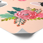 Französischer Bulldog Faces Blumenhund Kunst Poster (Ecke)