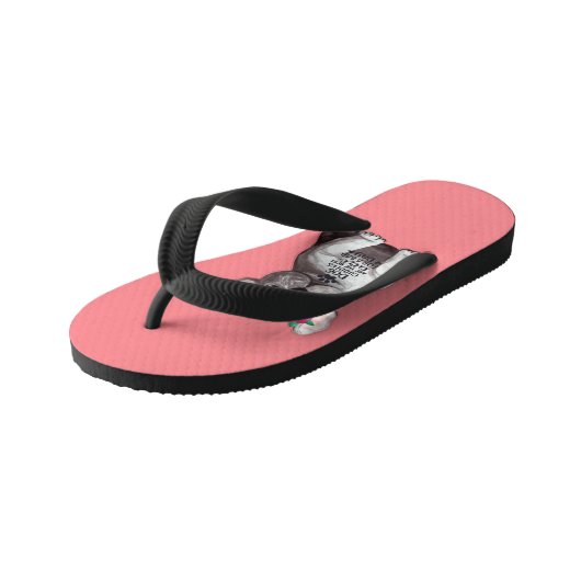 Französischer Bulldog Flip Flops in Pink für Kinde Kinderbadesandalen (Schrägansicht)