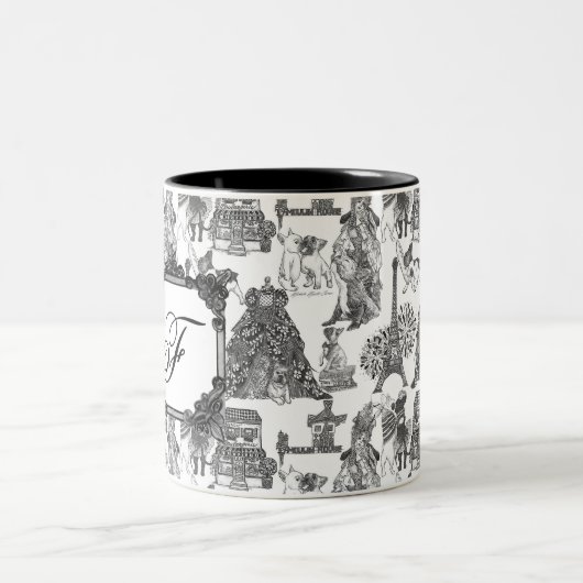 FRANZÖSISCHER BULLDOG Frenchie Schwarzer Trail mit Zweifarbige Tasse (Mittel)