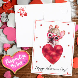 Französischer Bulldog Frenchie Valentine's Day-Ges Postkarte