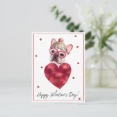 Französischer Bulldog Frenchie Valentine's Day-Ges Postkarte (Stehend Vorderseite)