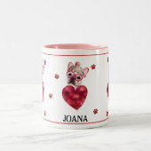 Französischer Bulldog Frenchie Valentine's Day-Ges Zweifarbige Tasse (Mittel)