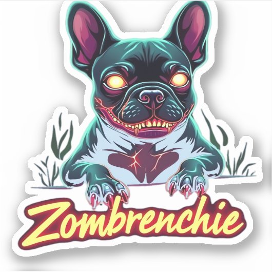 Französischer Bulldog Frenchie Zombie Dog Hallowee Aufkleber (Vorderseite)
