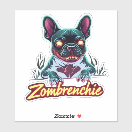 Französischer Bulldog Frenchie Zombie Dog Hallowee Aufkleber (Blatt)