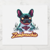 Französischer Bulldog Frenchie Zombie Dog Hallowee Schaumweinetikett (Einzelnes Label)