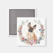 Französischer Bulldog-Frühlingsblumenkranz Magnet (Vorderseite/Rückseite)
