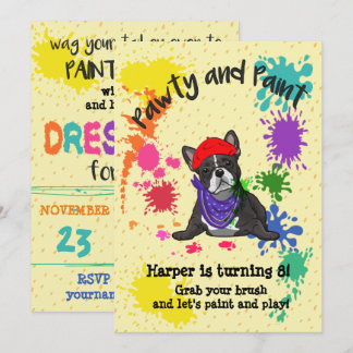 Französischer Bulldog Fun Art Geburtstagsparty Ein Einladung