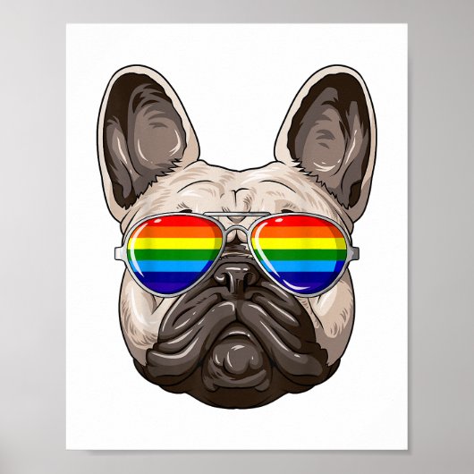 Französischer Bulldog-Gay Pride-Flag LGBT Rainbow  Poster (Vorne)