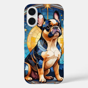 Französischer Bulldog gestanzter Glass Moon & Star iPhone 16 Hülle