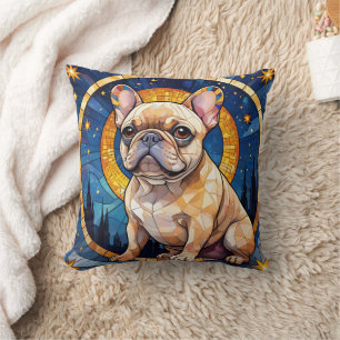 Französischer Bulldog gestanztes Glas City Night S Kissen