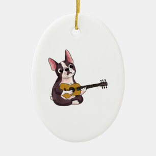 Französischer Bulldog Gitarre spielen Funny Guitar Keramik Ornament