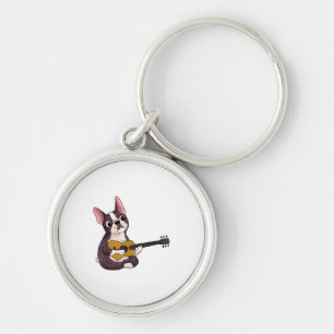 Französischer Bulldog Gitarre spielen Funny Guitar Schlüsselanhänger