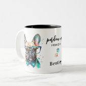 Französischer Bulldog Gönnen Mein Niedlicher Hund Zweifarbige Tasse (Vorderseite Links)
