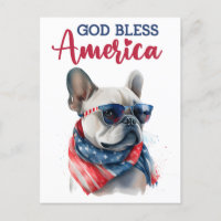 Französischer Bulldog, Gott segne Amerika Postkart