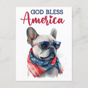 Französischer Bulldog, Gott segne Amerika Postkart Postkarte