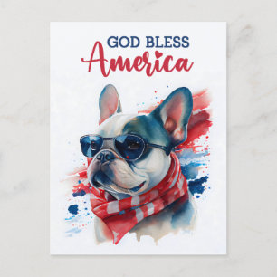 Französischer Bulldog, Gott segne Amerika Postkart Postkarte