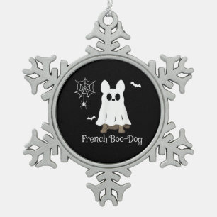 Französischer Bulldog Halloween-Boo-Dog-Geschenk Schneeflocken Zinn-Ornament