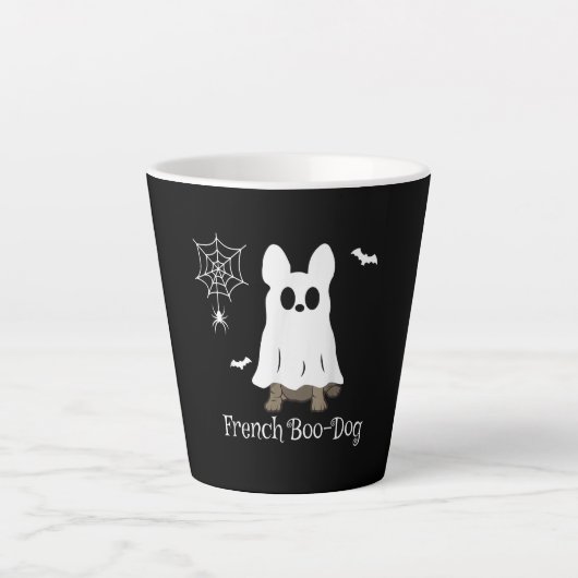 Französischer Bulldog Halloween-Boo-Hund-Geschenk Milchtasse (Vorderseite)