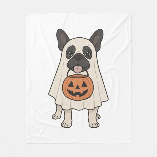 Französischer Bulldog Halloween-Hund Ghost Fleecedecke (Vorderseite)